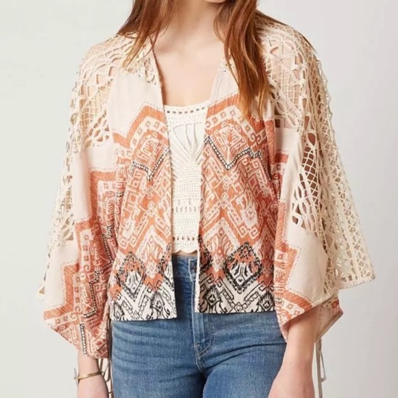 Miss Me Woven Boho Crochet Cardigan - Picture 1 of 14